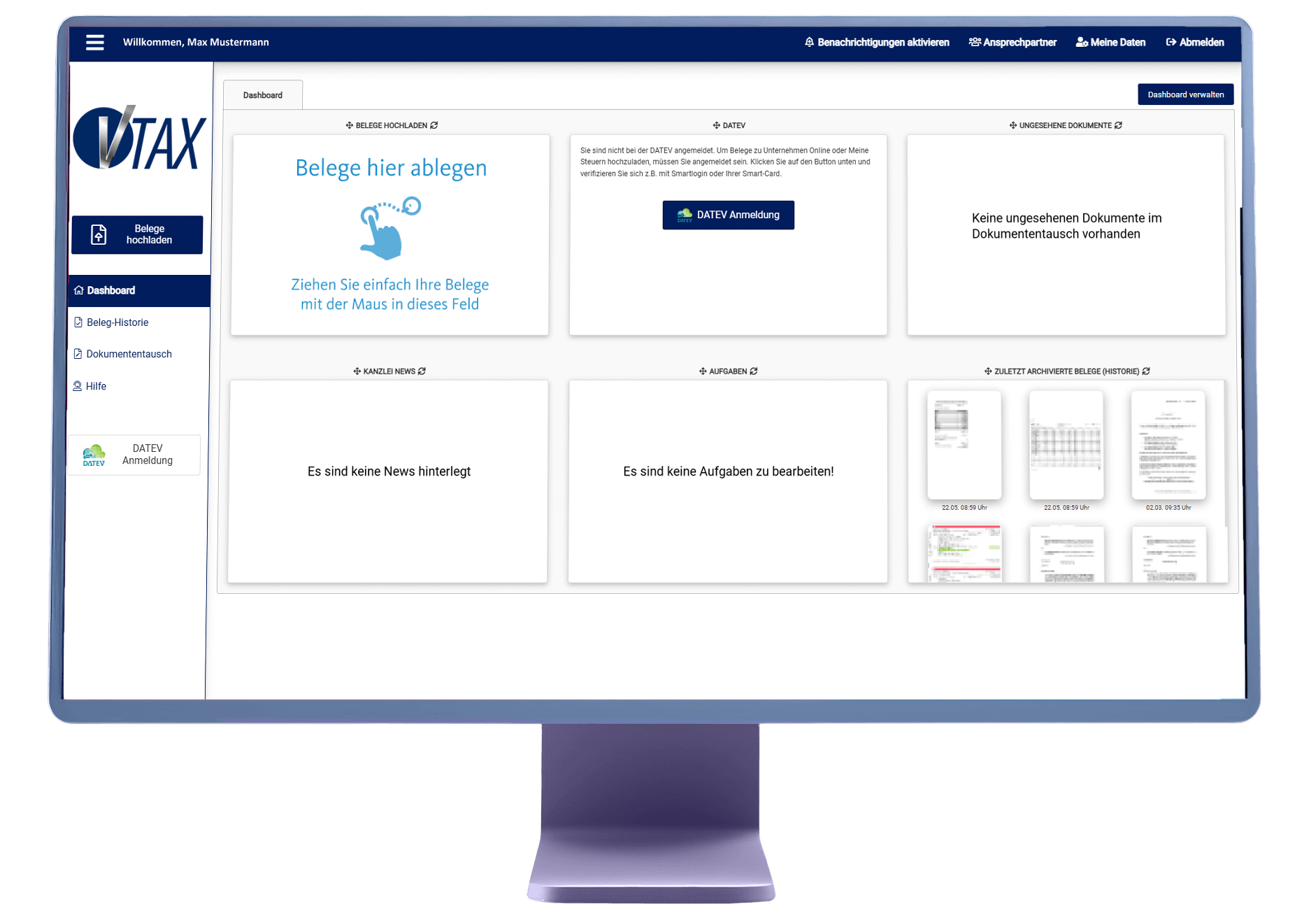 Belegzentrale Mockup Vorschau